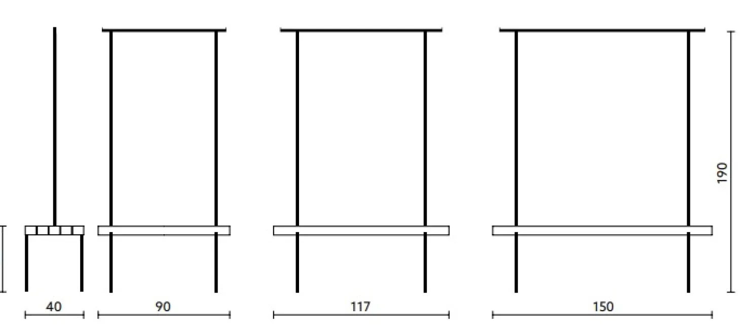 weld & co Garderobe Eiche 01 S 90 x 40 x 190 schwarz