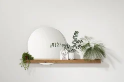 weld & co Wandspiegel mit Eichenholzleiste 100 × 7,5 × 4 cm, Spiegel Ø 50 cm rechts