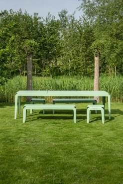 Weltevree Bended bench / Outdoor Bank ohne Rückenlehne grau/blau