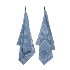 Weltevree Tea Towels - 2er Set Geschirrhandtücher (Brettspiel Design) stahlblau