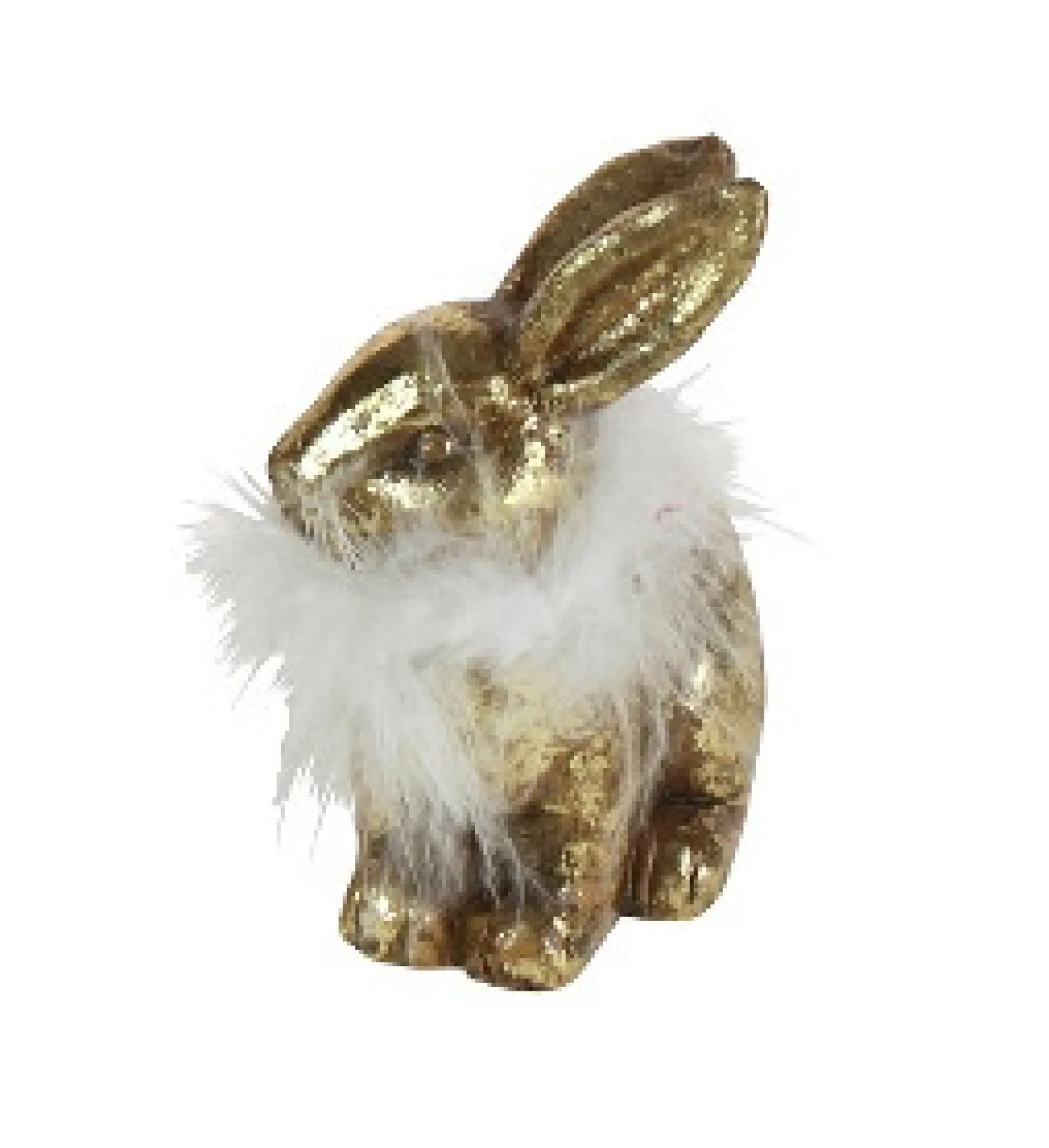Werner Voß Hase mit Federboa, gold, Ohren aufgestellt T 12 / B 7 / H 15,5 cm