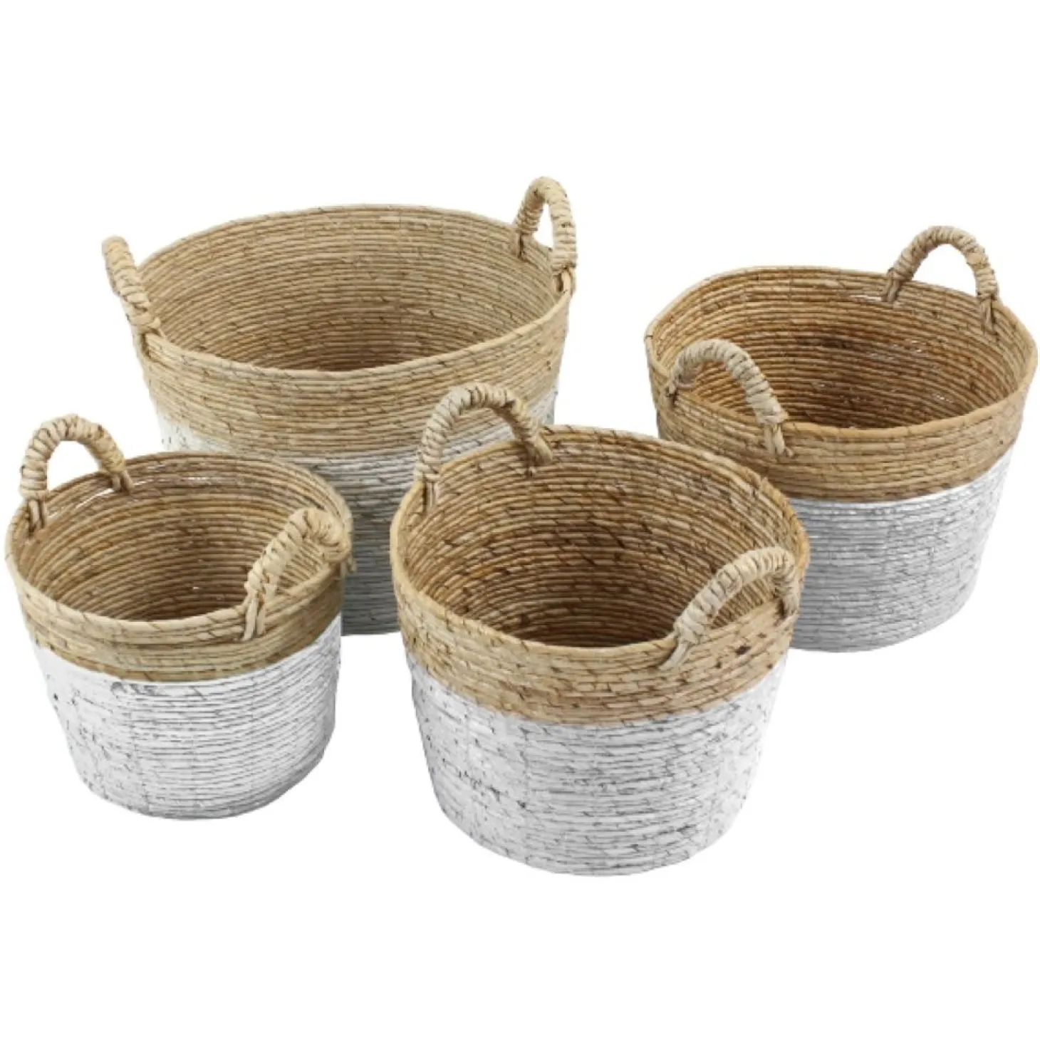 Werner Voß Korb aus Bananenbaumrinde, natur/weiß H28 x Ø33 cm