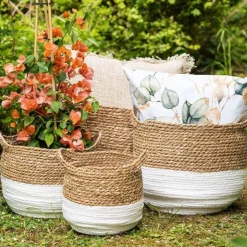 Werner Voß Korb Valencia, braun-weiß Seegras Ø 22, h 21