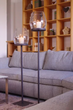 WMG Eisen Windlicht Laurentius 50 cm + Gratiszugabe Kerze Türkis