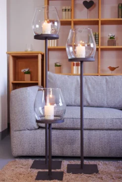 WMG Eisen Windlicht Laurentius 50 cm + Gratiszugabe Kerze Türkis