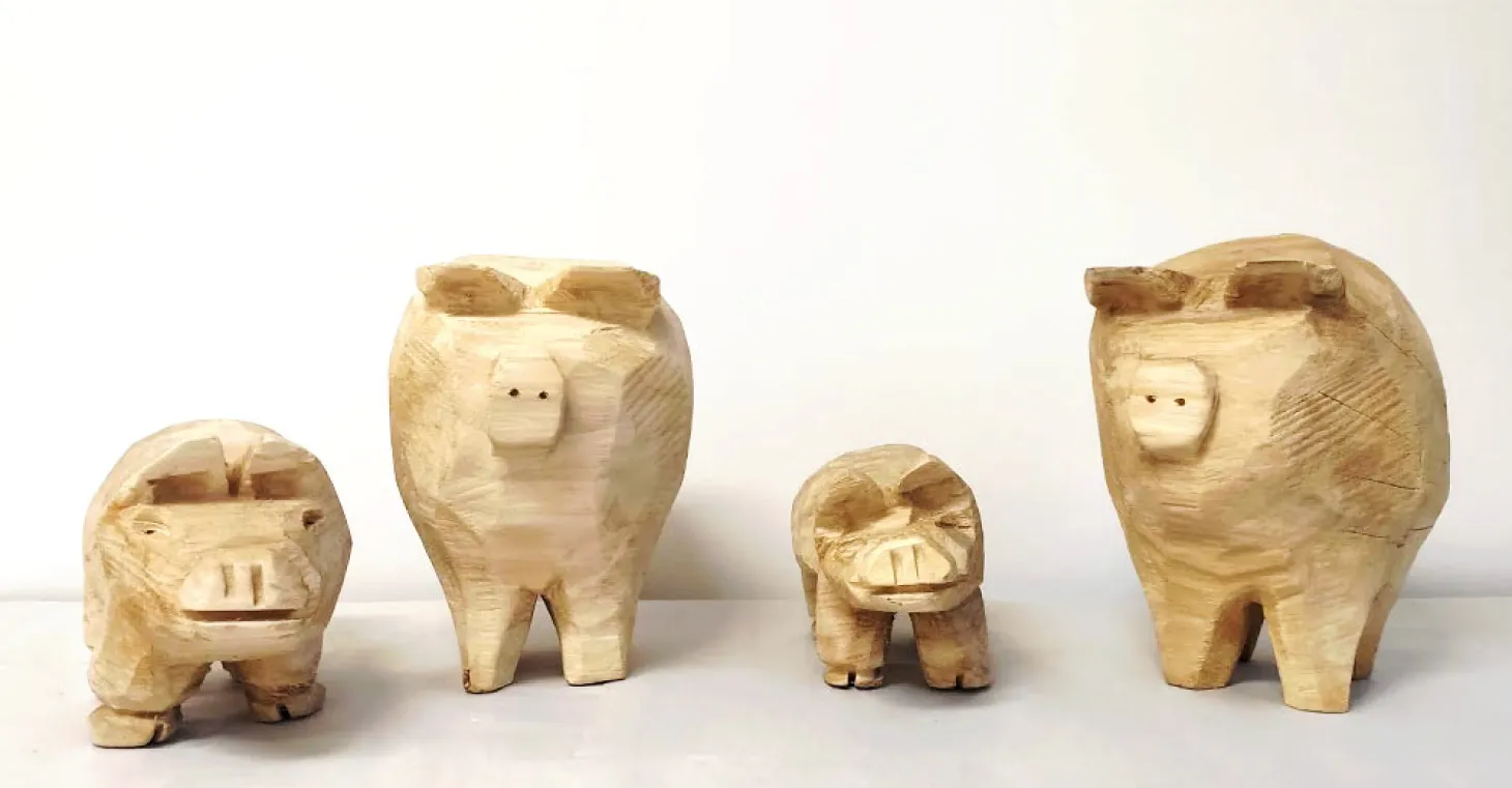 WMG Holz Schwein Pappel natur, Höhe 35 cm