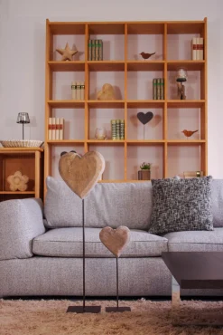 WMG Holzherz grau auf Eisenständer, Höhe 90 cm