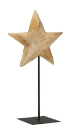 WMG Holzstern auf Eisenständer Natur 50 cm