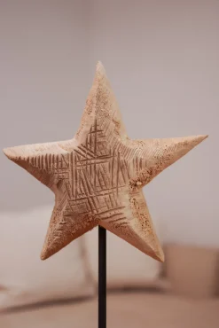 WMG Holzstern auf Eisenständer Natur 50 cm