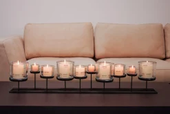 WMG Lincoln Windlicht 100 cm mit 10 Gläsern ohne Kerze