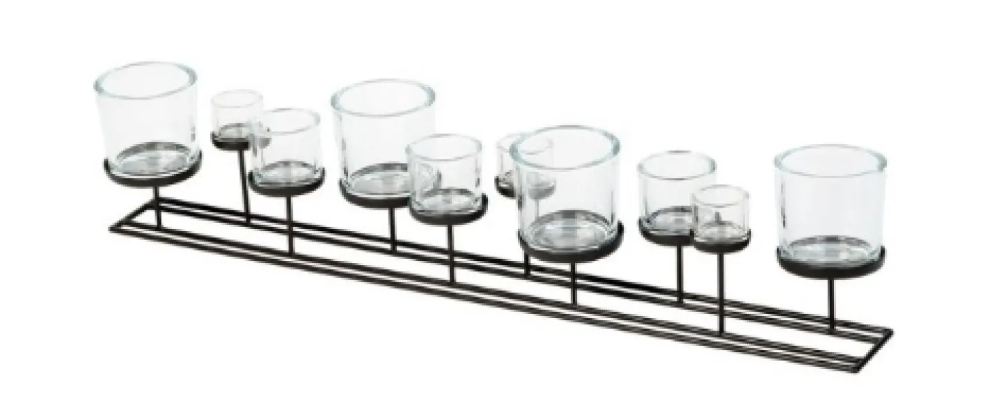 WMG Lincoln Windlicht 100 cm mit 10 Gläsern ohne Kerze