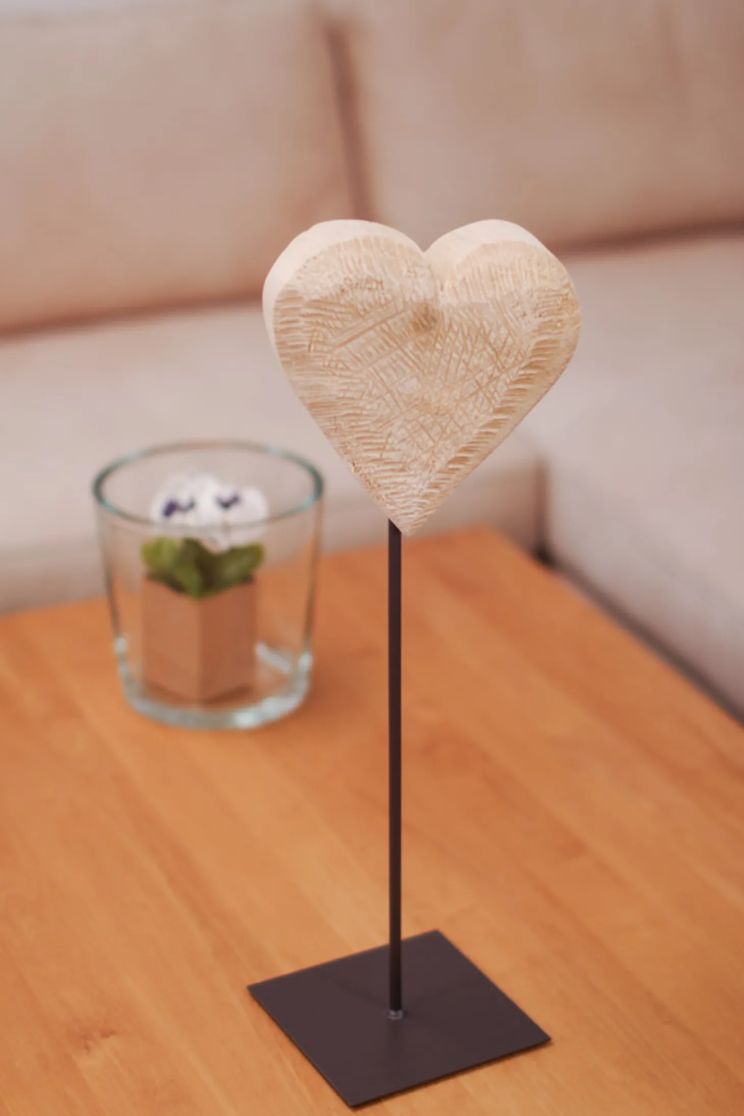 WMG Pappelherz natur auf Eisenständer, Höhe 50 cm