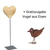 WMG Pappelherz natur auf Eisenständer Höhe 130 cm + Gratiszugabe Vogel aus Eisen