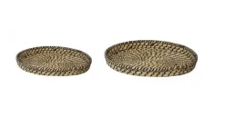 WMG Rattantablett Gras natur-schwarz d 60cm