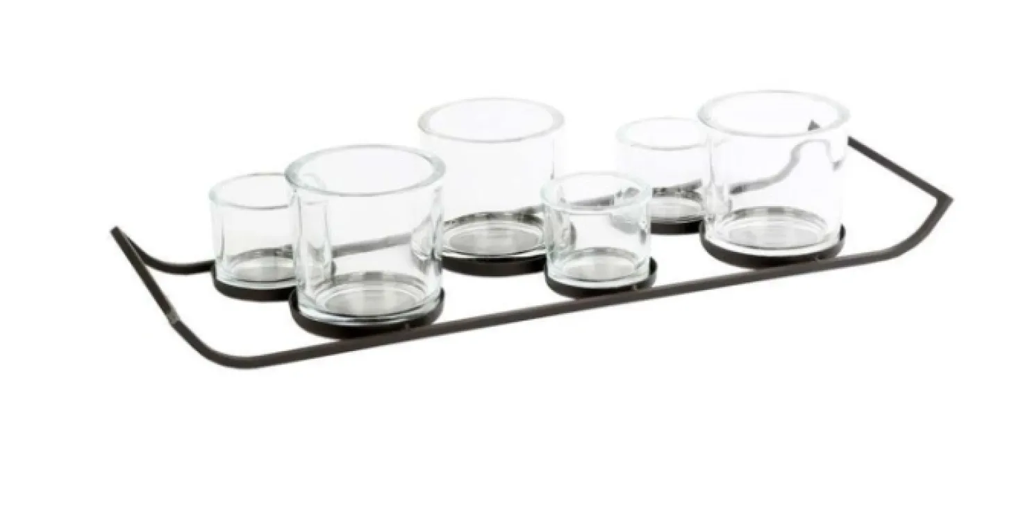 WMG Windlicht Ludowik 6-flammig - Tablett aus Eisen